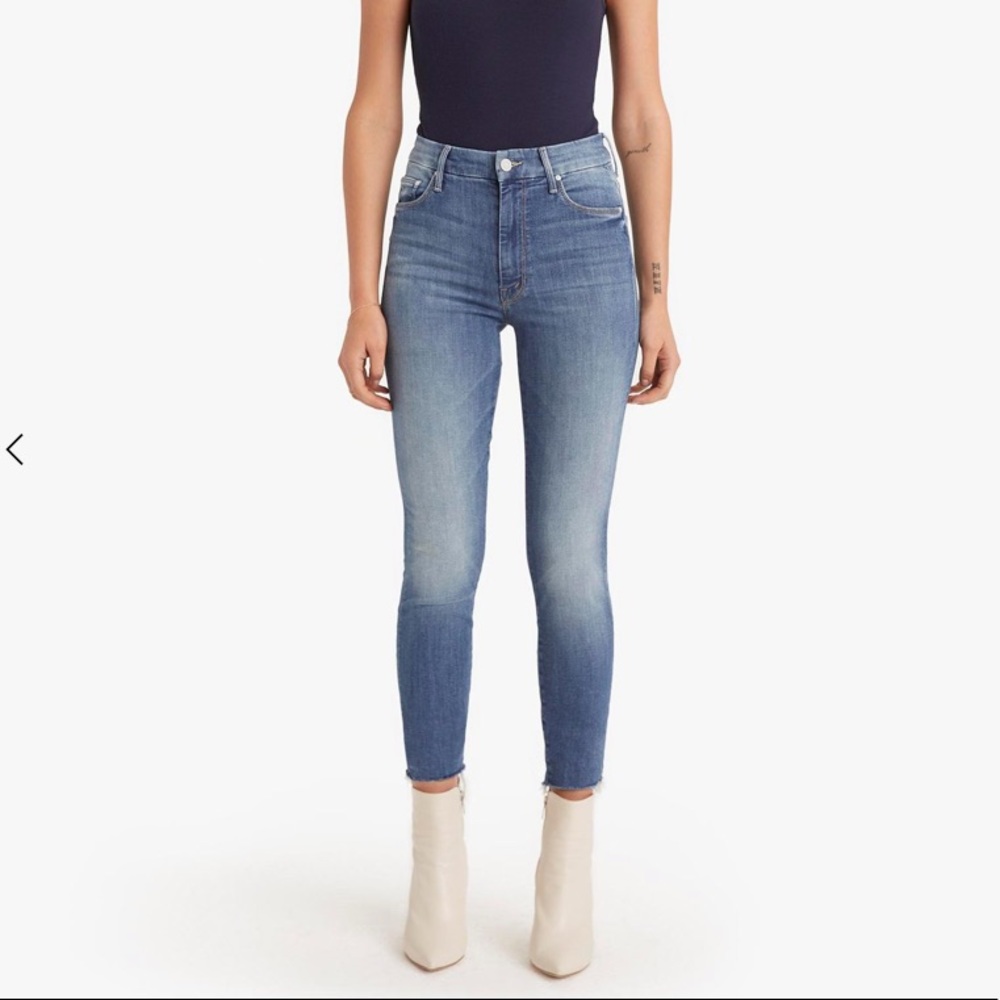Mother High Waisted Looker Ankle Fray Jeans
